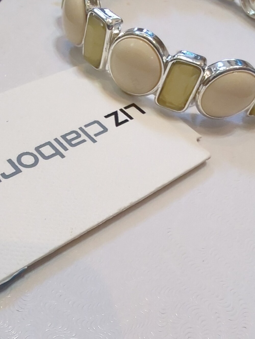 Liz Claiborne Cream and Pale Yellow Resin Link Bracelet